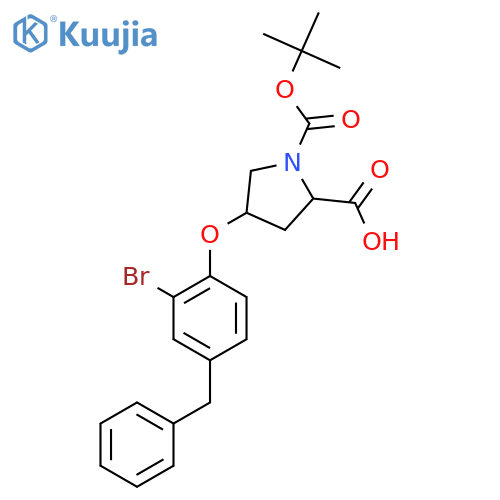(2S,4S)-4-(4-Benzyl-2-bromophenoxy)-1-(tert-butoxycarbonyl)-2-pyrrolidinecarboxylic acid structure