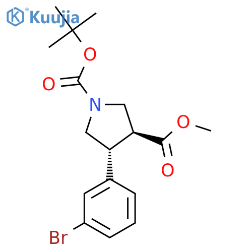 rac-1-tert-butyl 3-methyl (3R,4S)-4-(3-bromophenyl)pyrrolidine-1,3-dicarboxylate structure