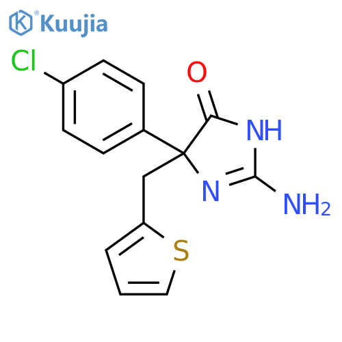 2-Amino-5-(4-chlorophenyl)-5-[(thiophen-2-yl)methyl]-4,5-dihydro-1H-imidazol-4-one structure