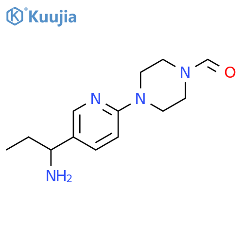 4-[5-(1-Amino-propyl)-pyridin-2-yl]-piperazine-1-carbaldehyde structure