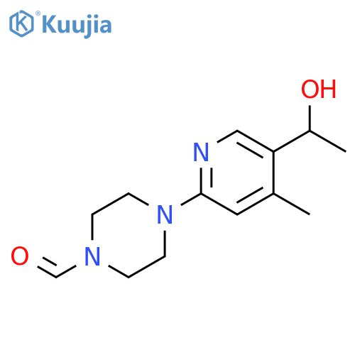 4-[5-(1-Hydroxy-ethyl)-4-methyl-pyridin-2-yl]-piperazine-1-carbaldehyde structure