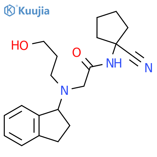 N-(1-cyanocyclopentyl)-2-[(2,3-dihydro-1H-inden-1-yl)(3-hydroxypropyl)amino]acetamide structure