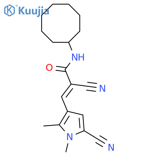 2-cyano-3-(5-cyano-1,2-dimethyl-1H-pyrrol-3-yl)-N-cyclooctylprop-2-enamide structure