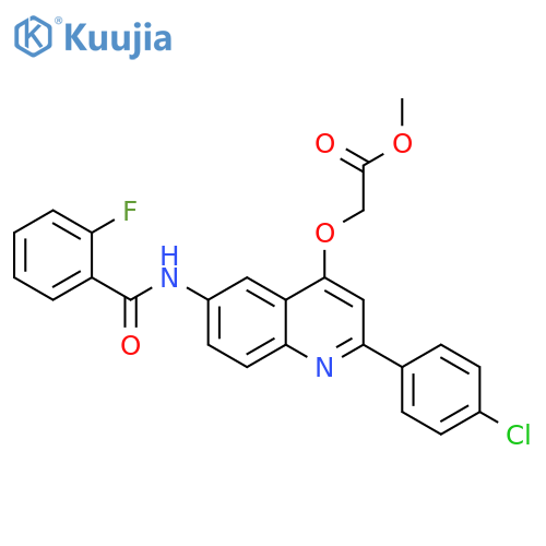 methyl 2-{[2-(4-chlorophenyl)-6-(2-fluorobenzamido)quinolin-4-yl]oxy}acetate structure