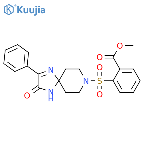 methyl 2-({3-oxo-2-phenyl-1,4,8-triazaspiro[4.5]dec-1-en-8-yl}sulfonyl)benzoate structure