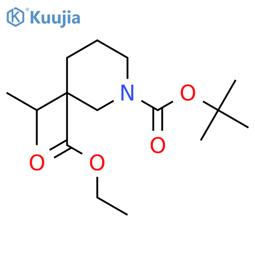 O1-tert-butyl O3-ethyl 3-isopropylpiperidine-1,3-dicarboxylate structure