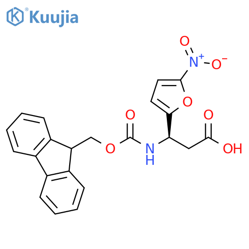 (3R)-3-({(9H-fluoren-9-yl)methoxycarbonyl}amino)-3-(5-nitrofuran-2-yl)propanoic acid structure