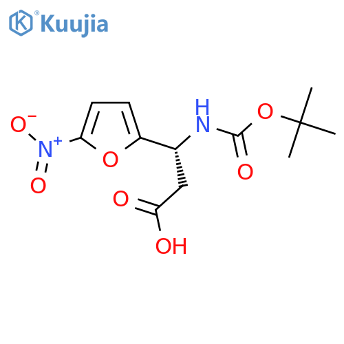 (3R)-3-{(tert-butoxy)carbonylamino}-3-(5-nitrofuran-2-yl)propanoic acid structure