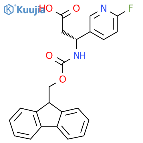 (3R)-3-({(9H-fluoren-9-yl)methoxycarbonyl}amino)-3-(6-fluoropyridin-3-yl)propanoic acid structure