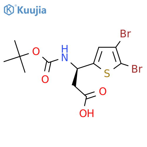 (3R)-3-{(tert-butoxy)carbonylamino}-3-(4,5-dibromothiophen-2-yl)propanoic acid structure