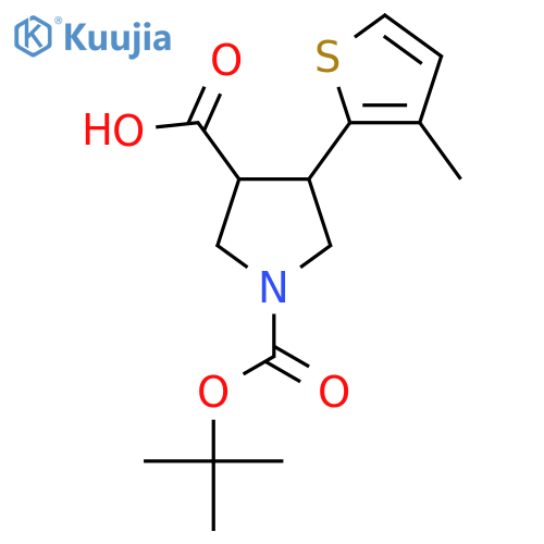 1-(tert-butoxy)carbonyl-4-(3-methylthiophen-2-yl)pyrrolidine-3-carboxylic acid structure