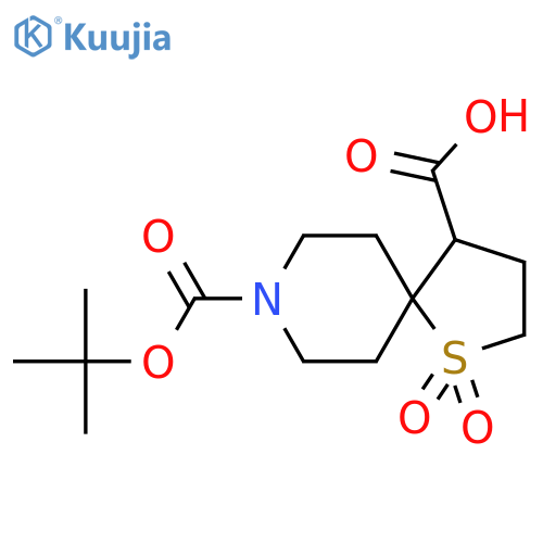 8-tert-butoxycarbonyl-1,1-dioxo-1thia-8-azaspiro[4.5]decane-4-carboxylic acid structure