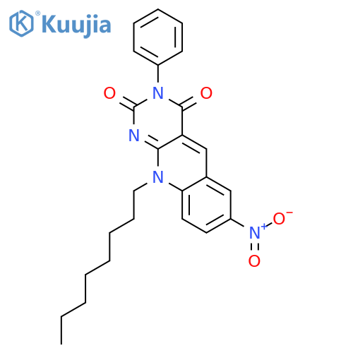 7-nitro-10-octyl-3-phenyl-pyrimido4,5-bquinoline-2,4(3H,10H)-dione structure