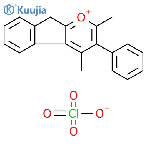 9H-Indeno[2,1-b]pyrylium, 2,4-dimethyl-3-phenyl-, perchlorate structure