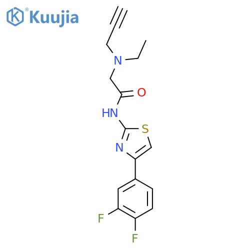 N-[4-(3,4-difluorophenyl)-1,3-thiazol-2-yl]-2-[ethyl(prop-2-yn-1-yl)amino]acetamide structure