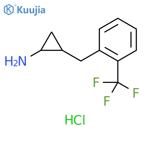 2-{2-(trifluoromethyl)phenylmethyl}cyclopropan-1-amine hydrochloride structure