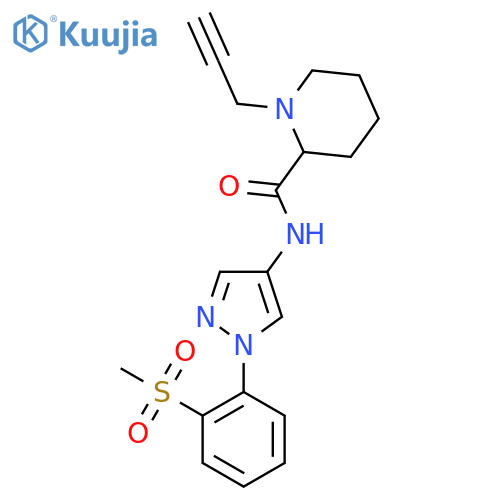 N-[1-(2-methanesulfonylphenyl)-1H-pyrazol-4-yl]-1-(prop-2-yn-1-yl)piperidine-2-carboxamide structure