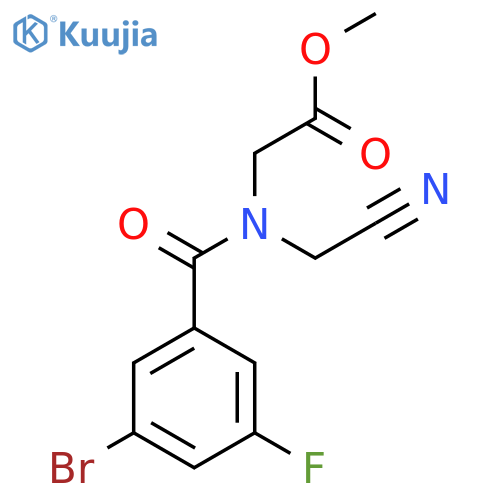 methyl 2-1-(3-bromo-5-fluorophenyl)-N-(cyanomethyl)formamidoacetate structure