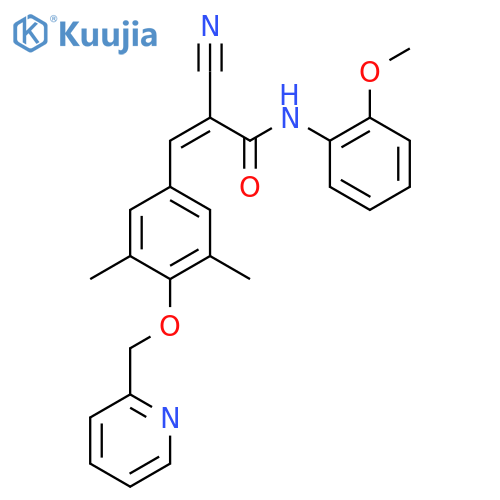 (Z)-2-Cyano-3-[3,5-dimethyl-4-(pyridin-2-ylmethoxy)phenyl]-N-(2-methoxyphenyl)prop-2-enamide structure