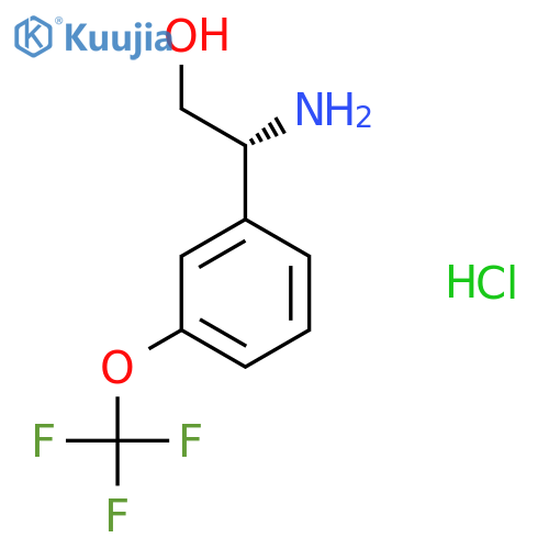 rel-(2R)-2-amino-2-3-(trifluoromethoxy)phenylethan-1-ol hydrochloride structure