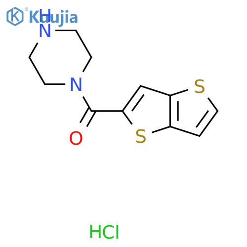 piperazin-1-yl(thieno[3,2-b]thiophen-5-yl)methanone;hydrochloride structure