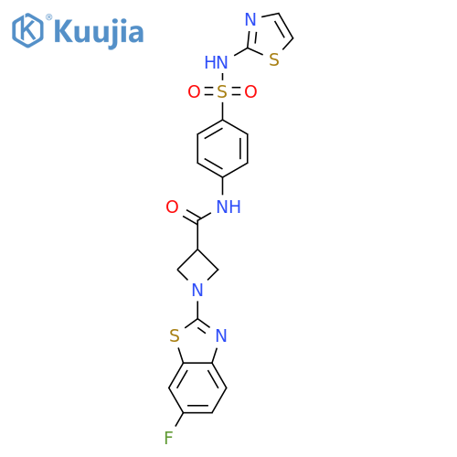 1-(6-fluoro-1,3-benzothiazol-2-yl)-N-{4-[(1,3-thiazol-2-yl)sulfamoyl]phenyl}azetidine-3-carboxamide structure