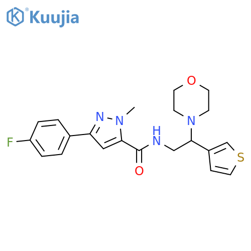 3-(4-fluorophenyl)-1-methyl-N-[2-(morpholin-4-yl)-2-(thiophen-3-yl)ethyl]-1H-pyrazole-5-carboxamide structure