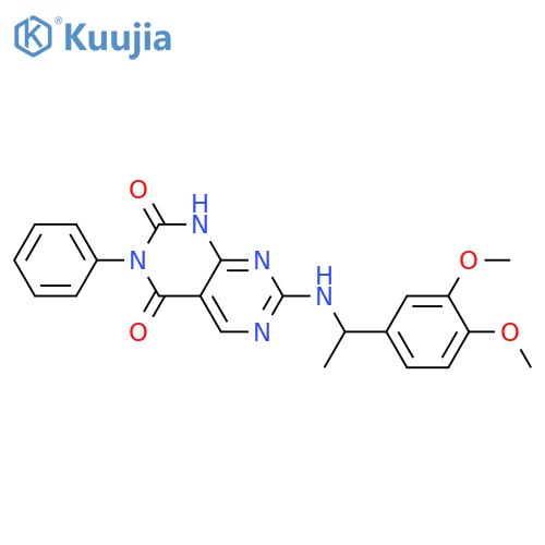 7-{1-(3,4-dimethoxyphenyl)ethylamino}-3-phenyl-1H,2H,3H,4H-1,3diazino4,5-dpyrimidine-2,4-dione structure