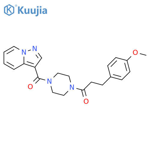 3-(4-methoxyphenyl)-1-(4-{pyrazolo[1,5-a]pyridine-3-carbonyl}piperazin-1-yl)propan-1-one structure