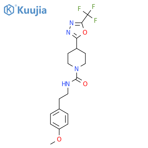 N-2-(4-methoxyphenyl)ethyl-4-5-(trifluoromethyl)-1,3,4-oxadiazol-2-ylpiperidine-1-carboxamide structure