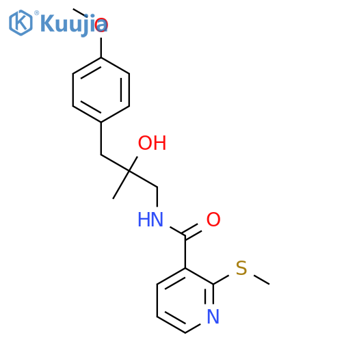 N-2-hydroxy-3-(4-methoxyphenyl)-2-methylpropyl-2-(methylsulfanyl)pyridine-3-carboxamide structure