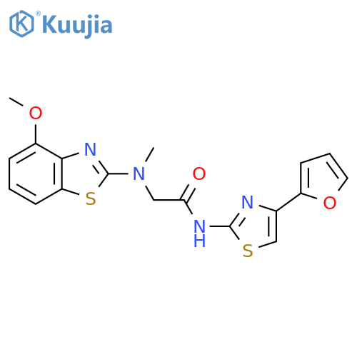 N-4-(furan-2-yl)-1,3-thiazol-2-yl-2-(4-methoxy-1,3-benzothiazol-2-yl)(methyl)aminoacetamide structure