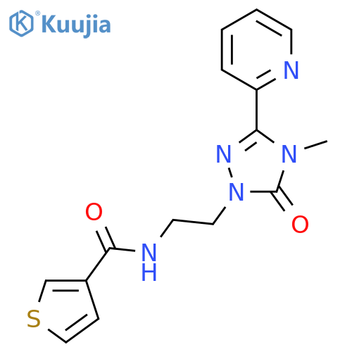 N-{2-4-methyl-5-oxo-3-(pyridin-2-yl)-4,5-dihydro-1H-1,2,4-triazol-1-ylethyl}thiophene-3-carboxamide structure
