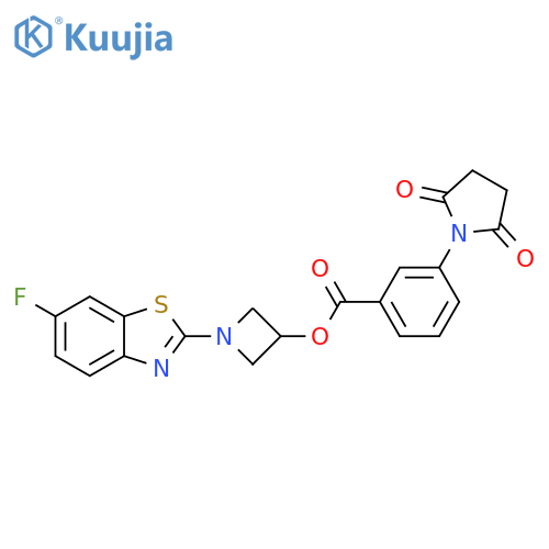 1-(6-fluoro-1,3-benzothiazol-2-yl)azetidin-3-yl 3-(2,5-dioxopyrrolidin-1-yl)benzoate structure