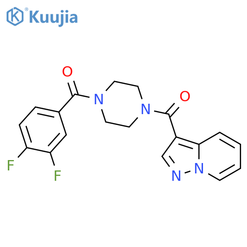1-(3,4-difluorobenzoyl)-4-{pyrazolo[1,5-a]pyridine-3-carbonyl}piperazine structure