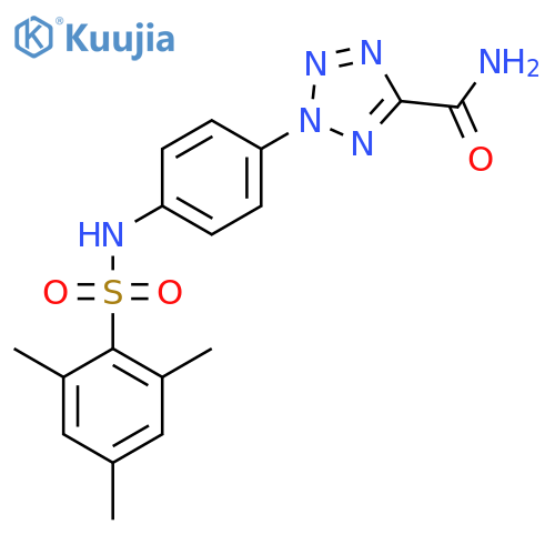 2-4-(2,4,6-trimethylbenzenesulfonamido)phenyl-2H-1,2,3,4-tetrazole-5-carboxamide structure