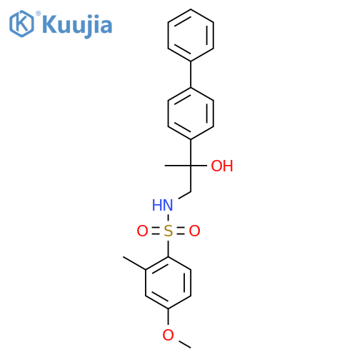 N-(2-{[1,1'-biphenyl]-4-yl}-2-hydroxypropyl)-4-methoxy-2-methylbenzene-1-sulfonamide structure