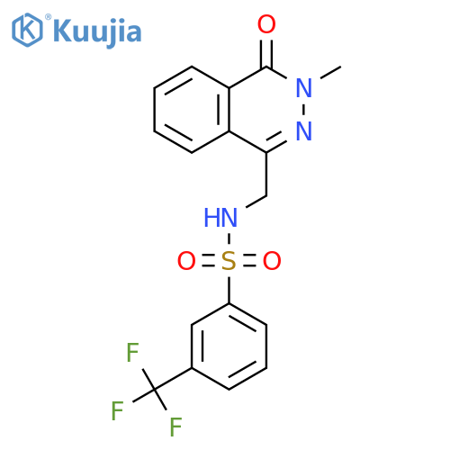 N-[(3-methyl-4-oxo-3,4-dihydrophthalazin-1-yl)methyl]-3-(trifluoromethyl)benzene-1-sulfonamide structure