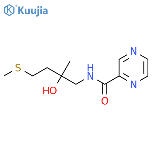 N-2-hydroxy-2-methyl-4-(methylsulfanyl)butylpyrazine-2-carboxamide structure