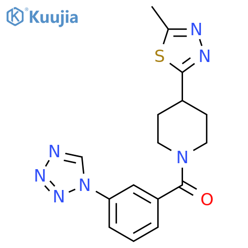 4-(5-methyl-1,3,4-thiadiazol-2-yl)-1-3-(1H-1,2,3,4-tetrazol-1-yl)benzoylpiperidine structure