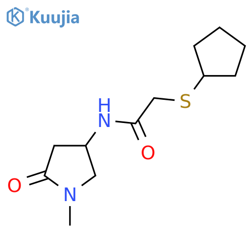 2-(cyclopentylsulfanyl)-N-(1-methyl-5-oxopyrrolidin-3-yl)acetamide structure