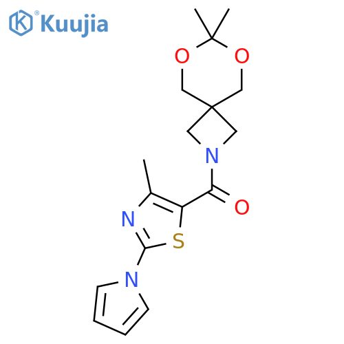 7,7-dimethyl-2-4-methyl-2-(1H-pyrrol-1-yl)-1,3-thiazole-5-carbonyl-6,8-dioxa-2-azaspiro3.5nonane structure