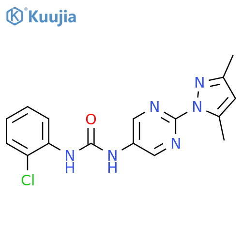 1-(2-chlorophenyl)-3-2-(3,5-dimethyl-1H-pyrazol-1-yl)pyrimidin-5-ylurea structure