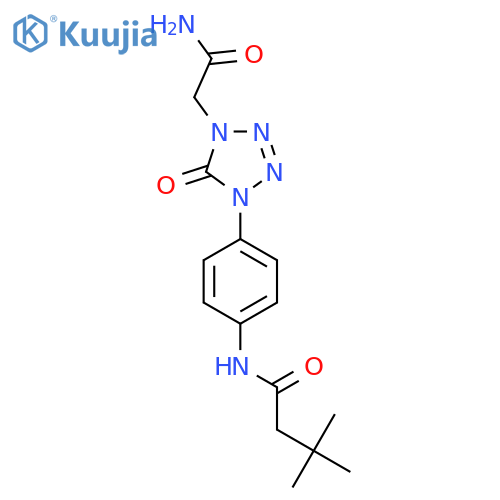 N-{4-[4-(carbamoylmethyl)-5-oxo-4,5-dihydro-1H-1,2,3,4-tetrazol-1-yl]phenyl}-3,3-dimethylbutanamide structure