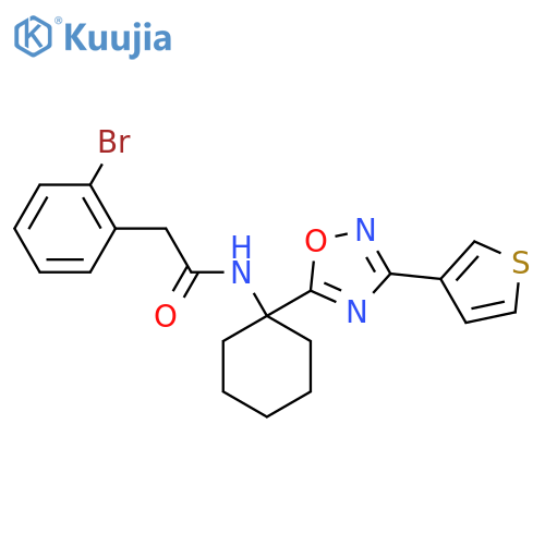 2-(2-Bromophenyl)-N-{1-[3-(thiophen-3-yl)-1,2,4-oxadiazol-5-yl]cyclohexyl}acetamide structure