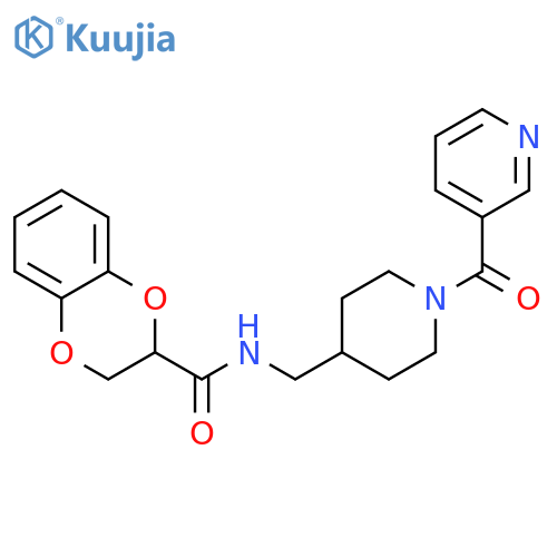 N-{[1-(pyridine-3-carbonyl)piperidin-4-yl]methyl}-2,3-dihydro-1,4-benzodioxine-2-carboxamide structure