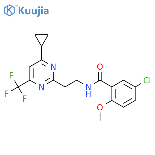 5-chloro-N-{2-[4-cyclopropyl-6-(trifluoromethyl)pyrimidin-2-yl]ethyl}-2-methoxybenzamide structure