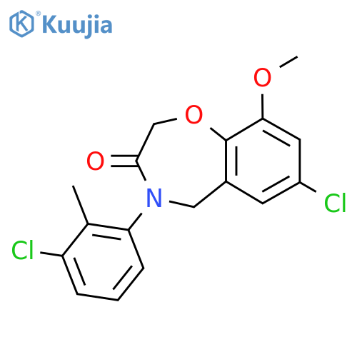 7-chloro-4-(3-chloro-2-methylphenyl)-9-methoxy-2,3,4,5-tetrahydro-1,4-benzoxazepin-3-one structure