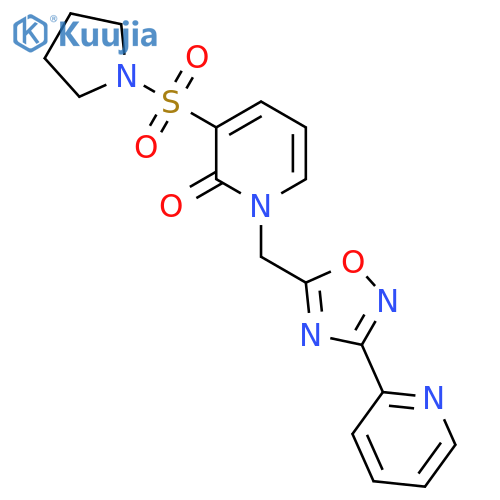 1-{3-(pyridin-2-yl)-1,2,4-oxadiazol-5-ylmethyl}-3-(pyrrolidine-1-sulfonyl)-1,2-dihydropyridin-2-one structure