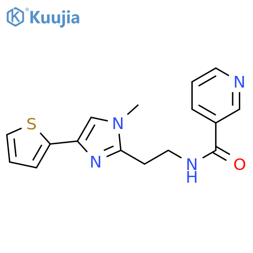 N-{2-[1-methyl-4-(thiophen-2-yl)-1H-imidazol-2-yl]ethyl}pyridine-3-carboxamide structure